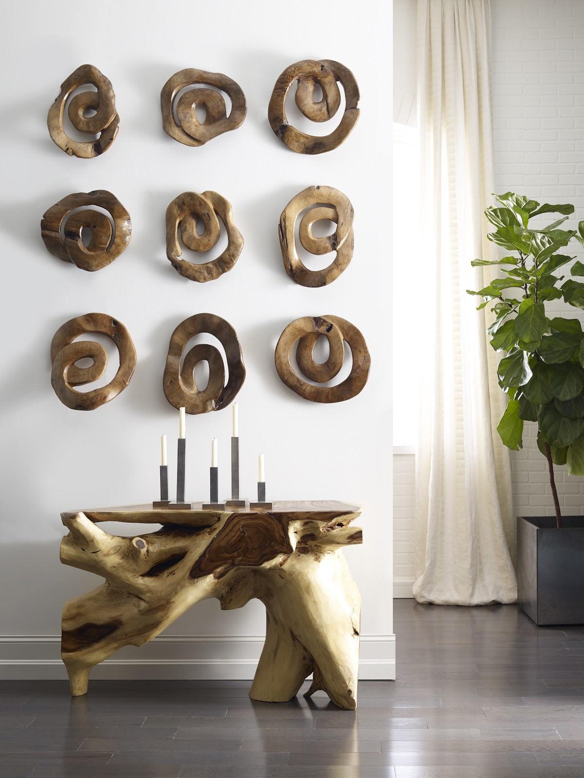 Phillips Collection Swirl Wall Tile, Teak Wood, Assorted WALL ACCENTS