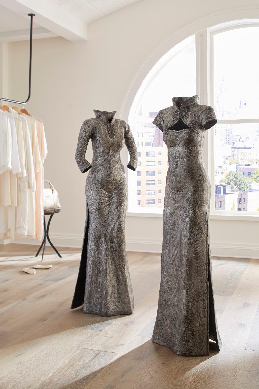 Phillips Collection Dress Sculpture, Long Sleeves, Black/Silver, Aluminum DECORATIVE OBJECTS