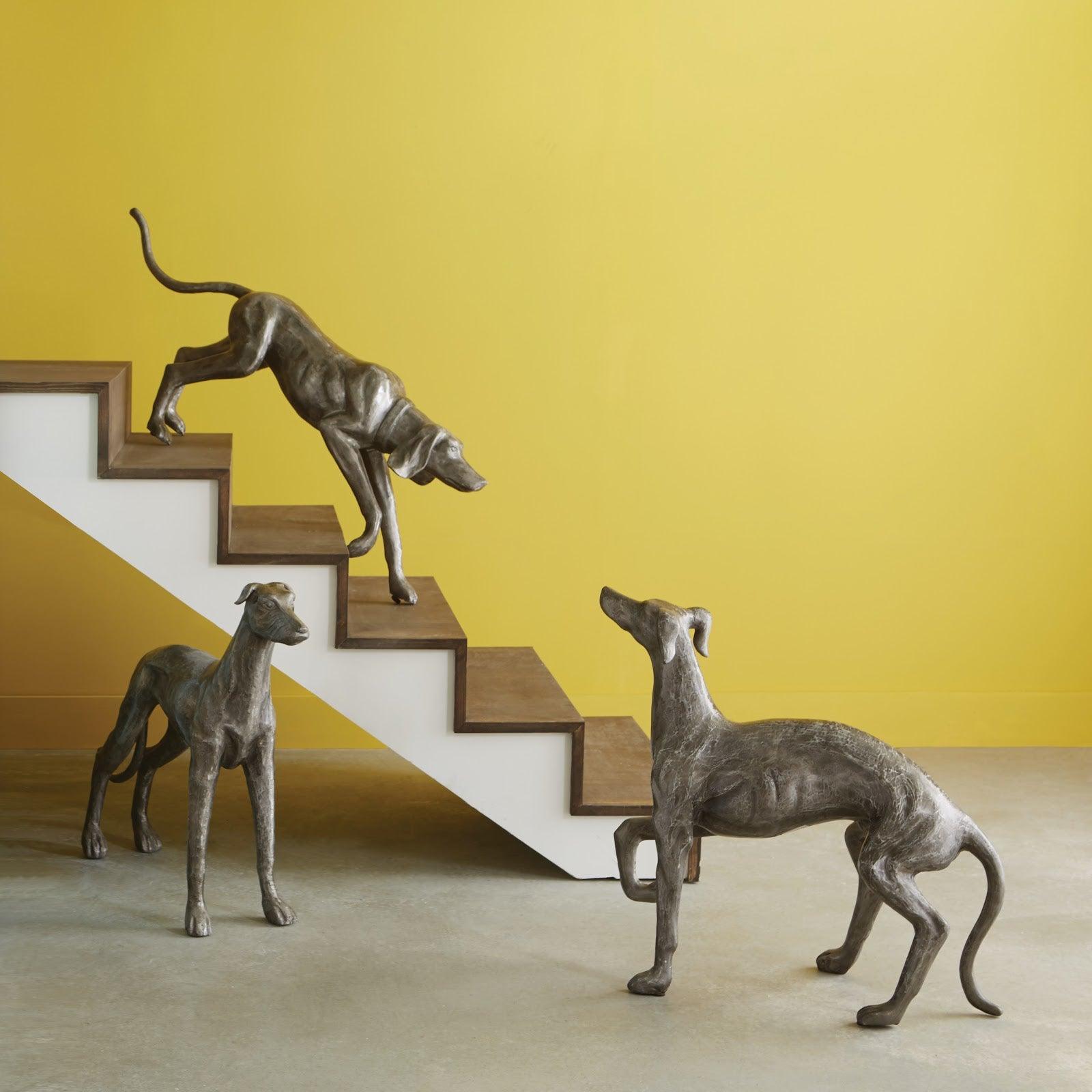 Phillips Collection Walking Dog Sculpture, Black/Silver, Aluminum DECORATIVE OBJECTS
