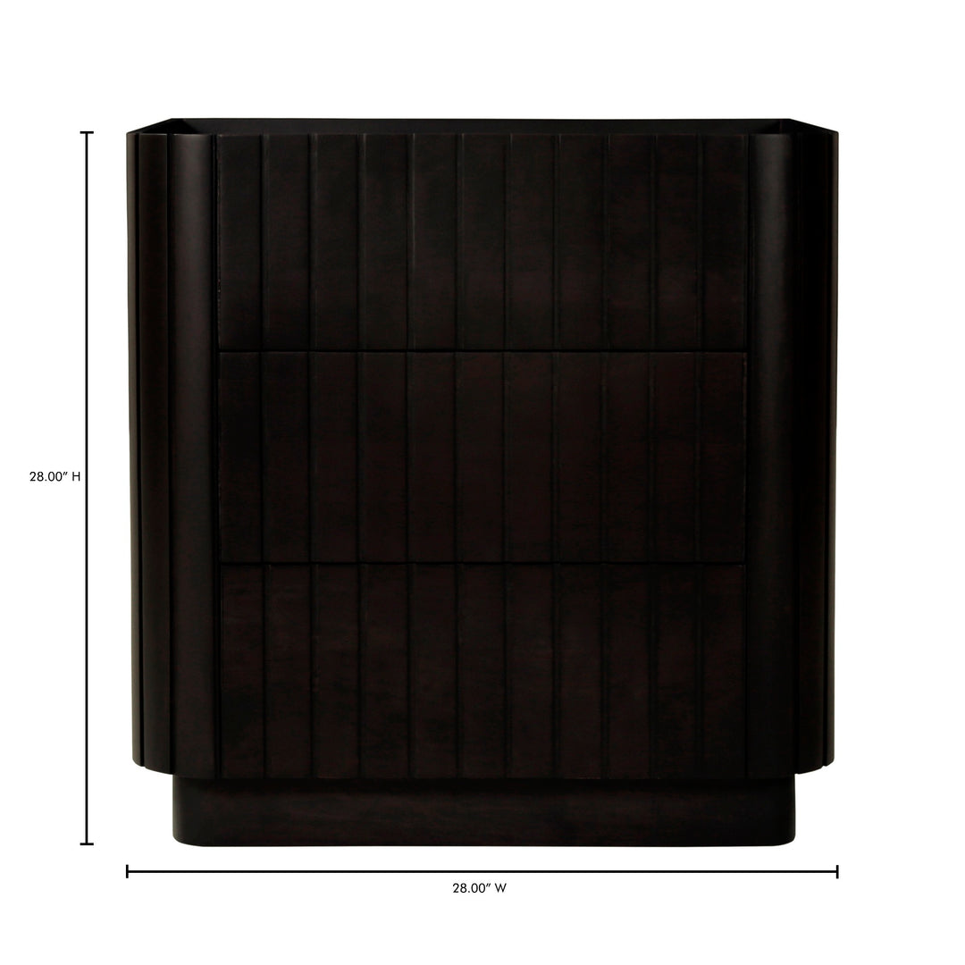American Home Furniture | Moe's Home Collection - Povera 3 Drawer Nightstand Black