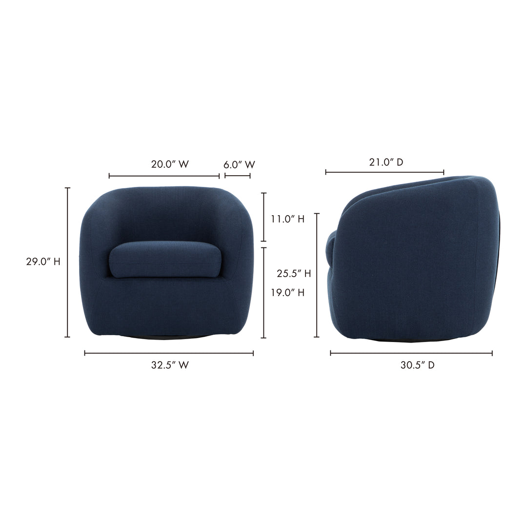 American Home Furniture | Moe's Home Collection - Maurice Swivel Chair Midnight Blue