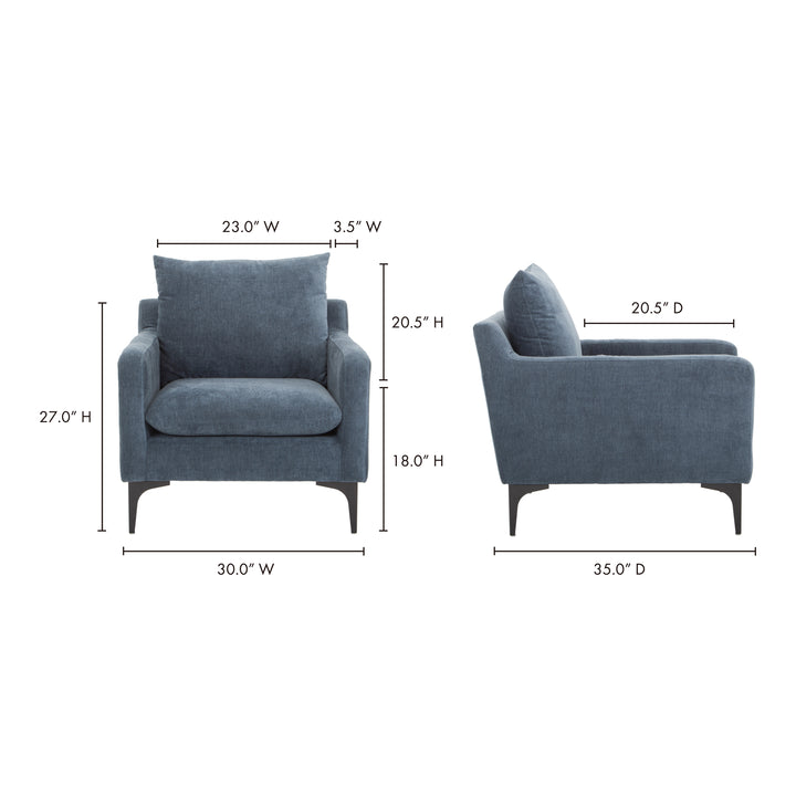 American Home Furniture | Moe's Home Collection - Paris Armchair Blue