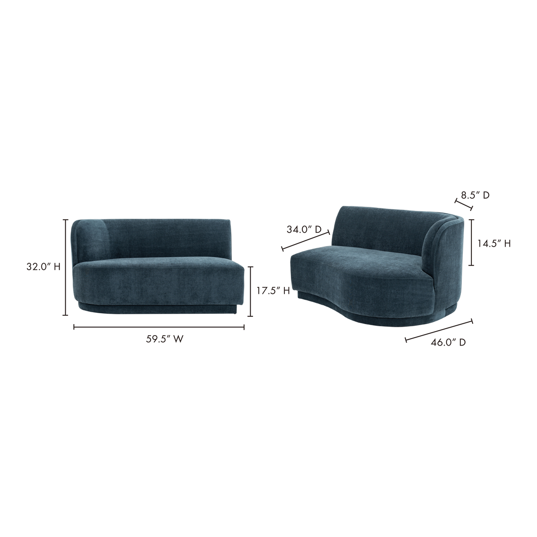 American Home Furniture | Moe's Home Collection - Yoon Chaise Right Nightshade Blue