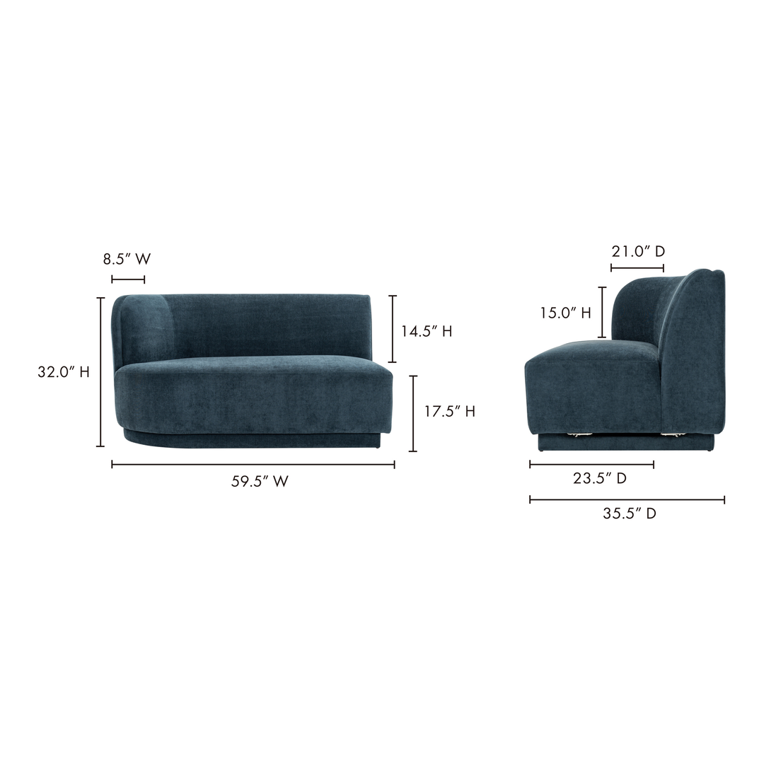 American Home Furniture | Moe's Home Collection - Yoon 2 Seat Sofa Left Nightshade Blue