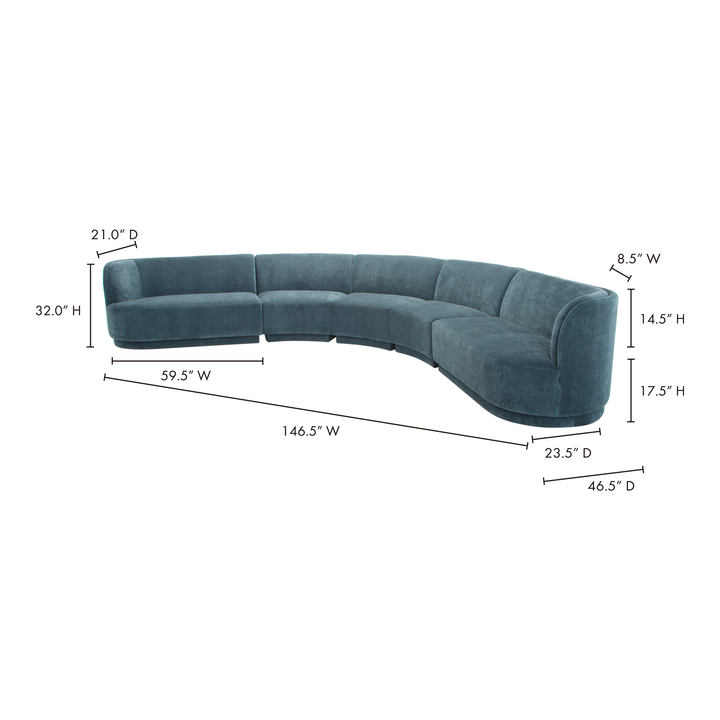 American Home Furniture | Moe's Home Collection - Yoon Radius Modular Sectional Nightshade Blue