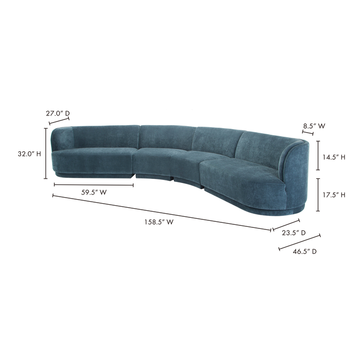 American Home Furniture | Moe's Home Collection - Yoon Eclipse Modular Sectional Chaise Left Nightshade Blue