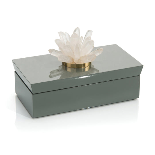 John Richard Grey Box With Stone, Quartz DECORATIVE BASKETS + BOXES
