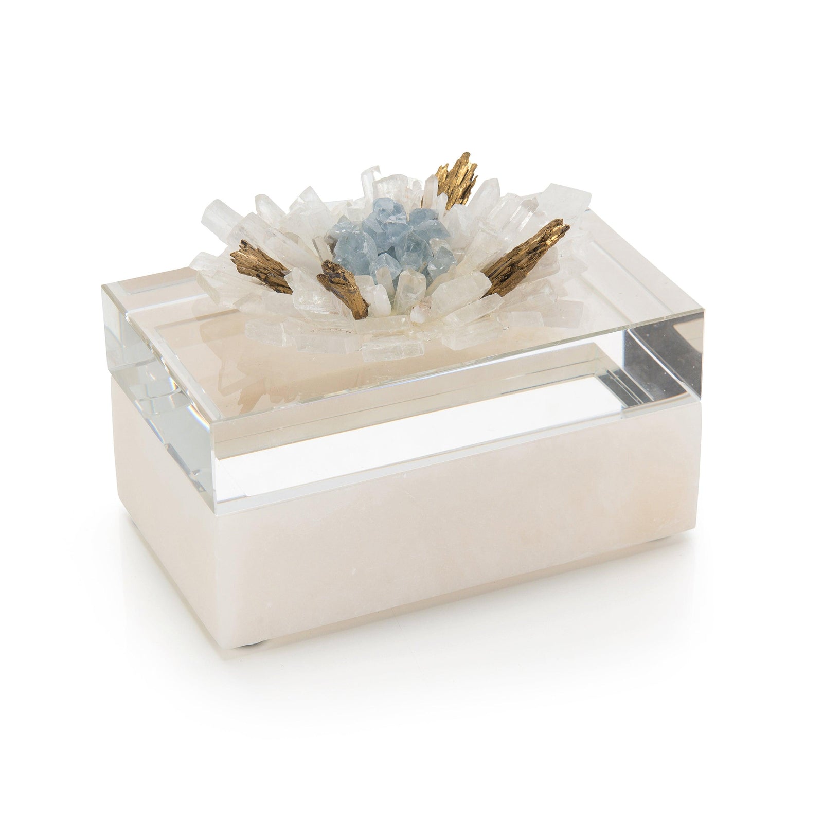 John Richard Festooned In Stones Box With Celestite DECORATIVE BASKETS + BOXES