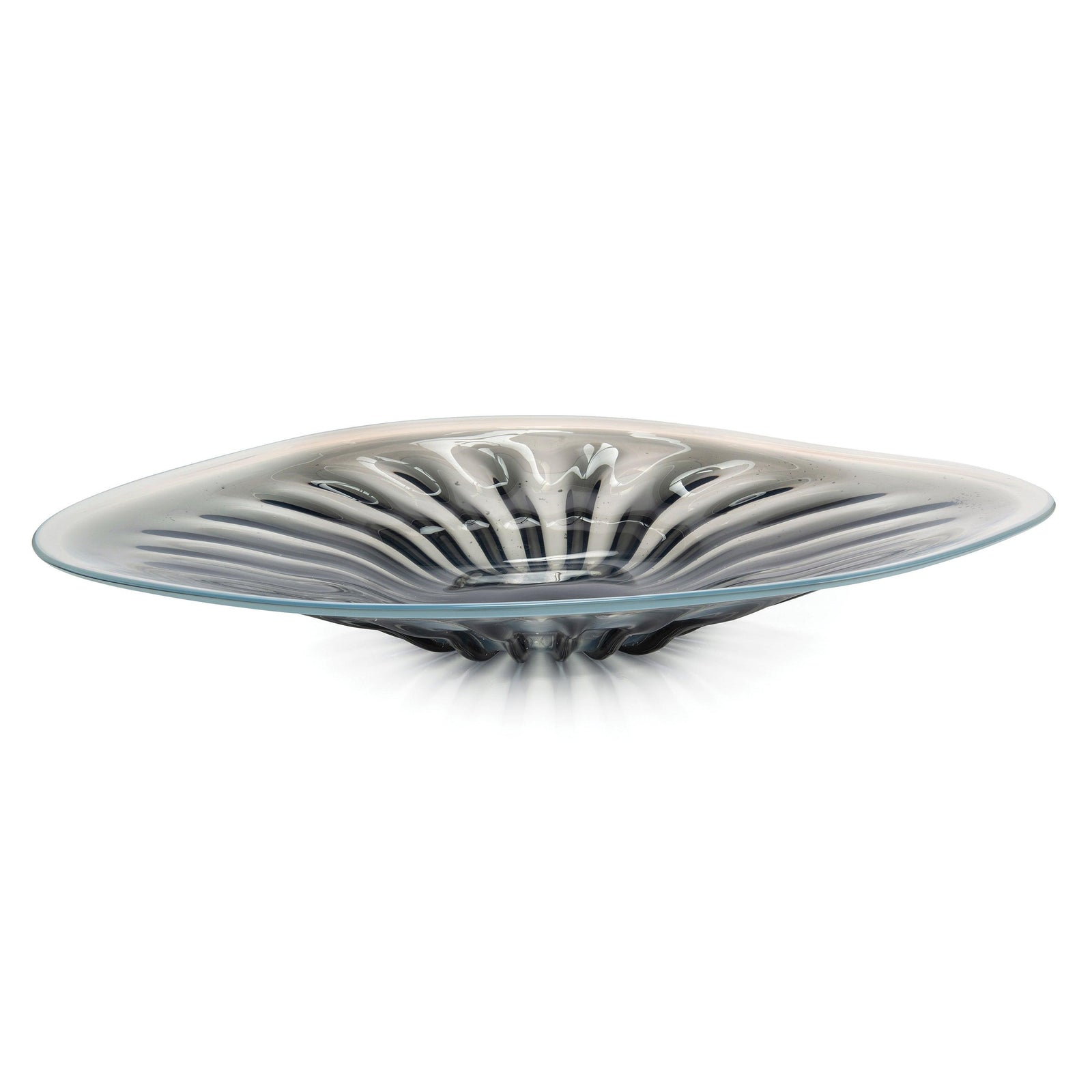 John Richard Rays Of Blue And White Glass Charger DECORATIVE TRAYS, PLATES, + BOWLS