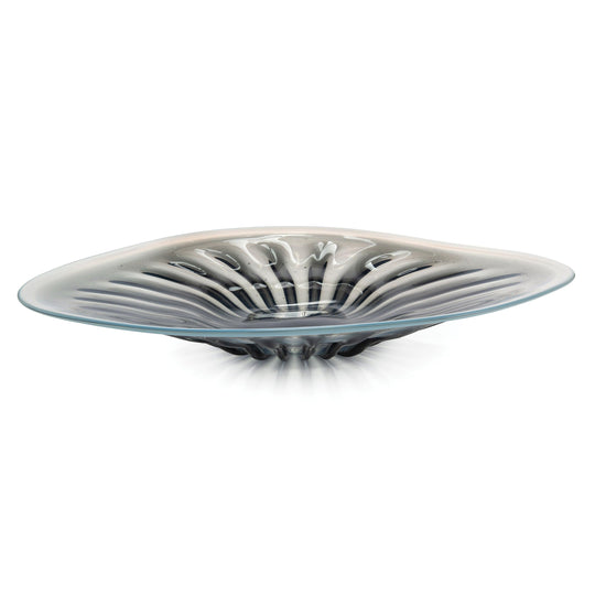 John Richard Rays Of Blue And White Glass Charger DECORATIVE TRAYS, PLATES, + BOWLS