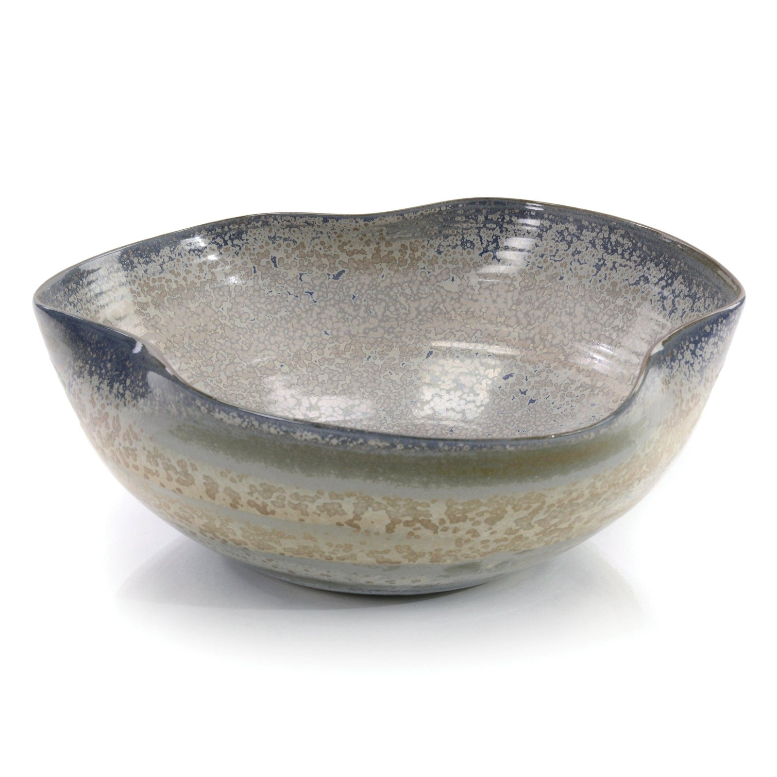 John Richard Floating In A Foam Of Teal Shapely Bowl DECORATIVE TRAYS, PLATES, + BOWLS