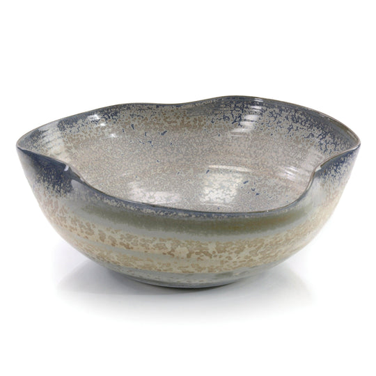 John Richard Floating In A Foam Of Teal Shapely Bowl DECORATIVE TRAYS, PLATES, + BOWLS