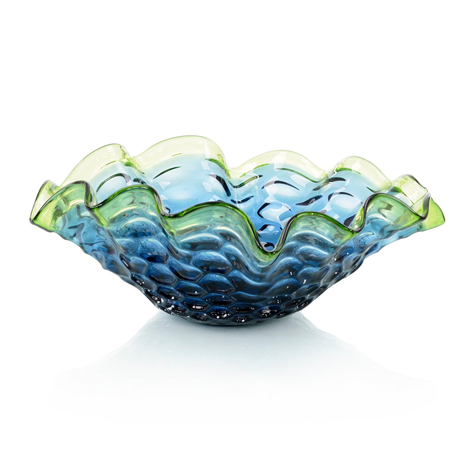 John Richard Royal And Emerald Handblown Glass Bowl DECORATIVE TRAYS, PLATES, + BOWLS