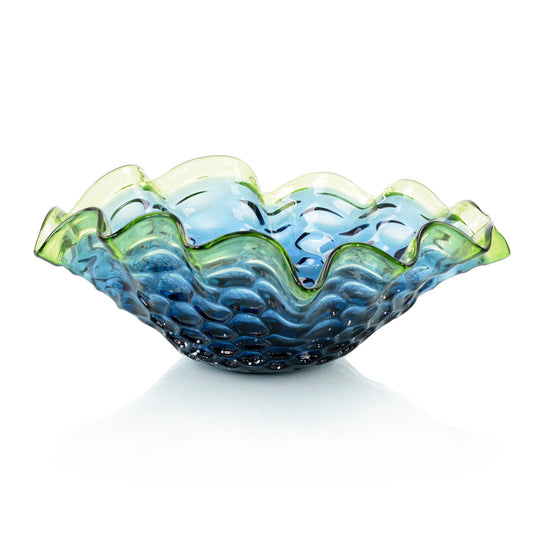 John Richard Royal And Emerald Handblown Glass Bowl DECORATIVE TRAYS, PLATES, + BOWLS