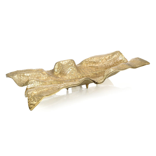 John Richard Draped Fabric Brass Rectangle Bowl DECORATIVE TRAYS, PLATES, + BOWLS
