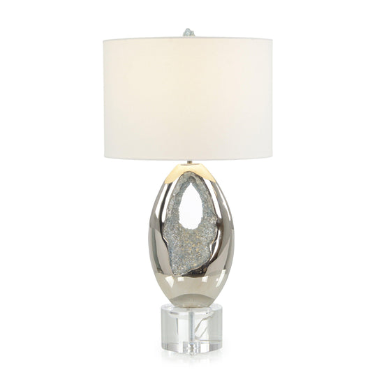 John Richard Polished Nickel and Sea Blue Geode Table Lamp TABLE LAMPS