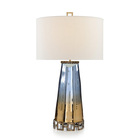 John Richard Sapphire Blue and Cognac Glass Table Lamp TABLE LAMPS