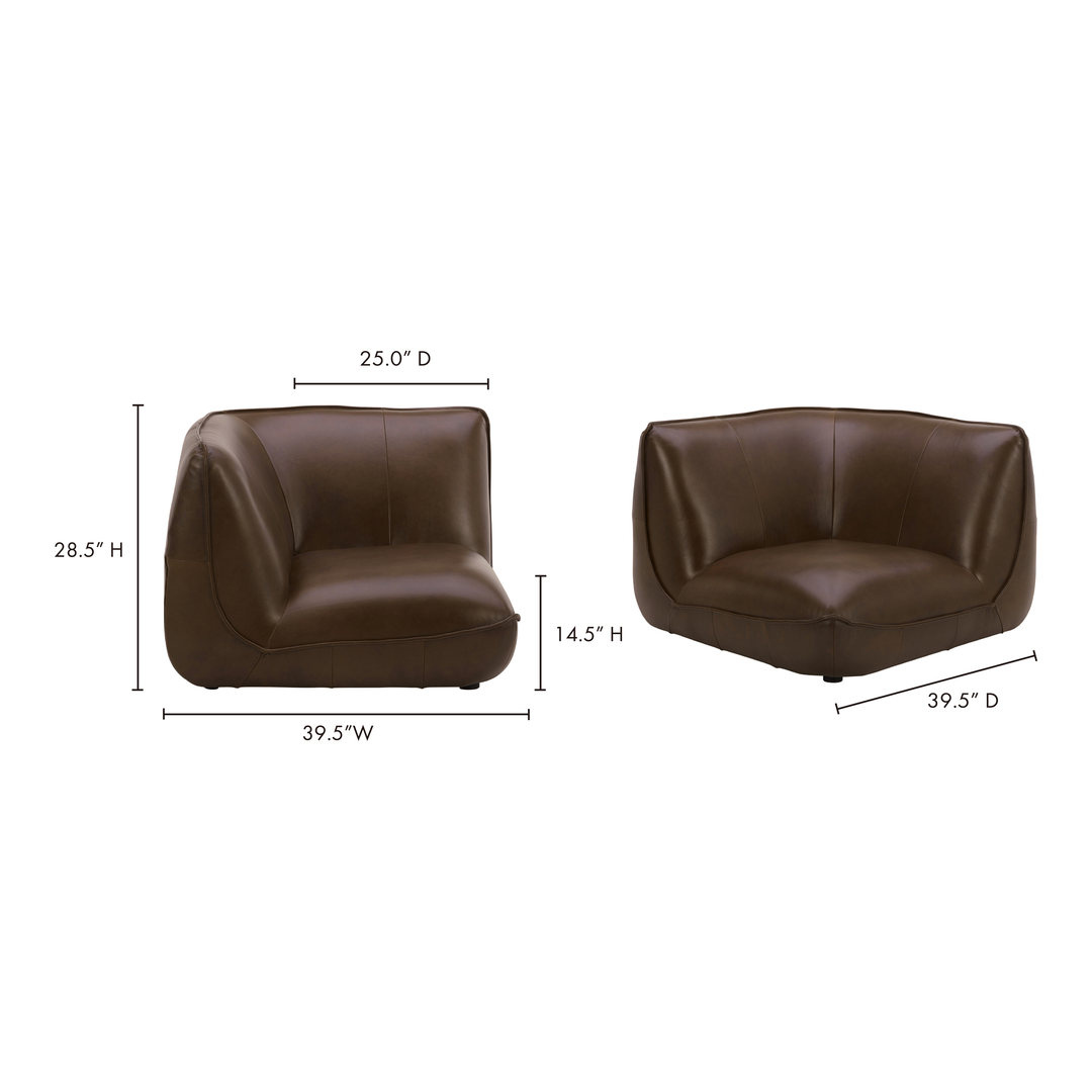 American Home Furniture | Moe's Home Collection - Zeppelin Leather Corner Chair Toasted Hickory