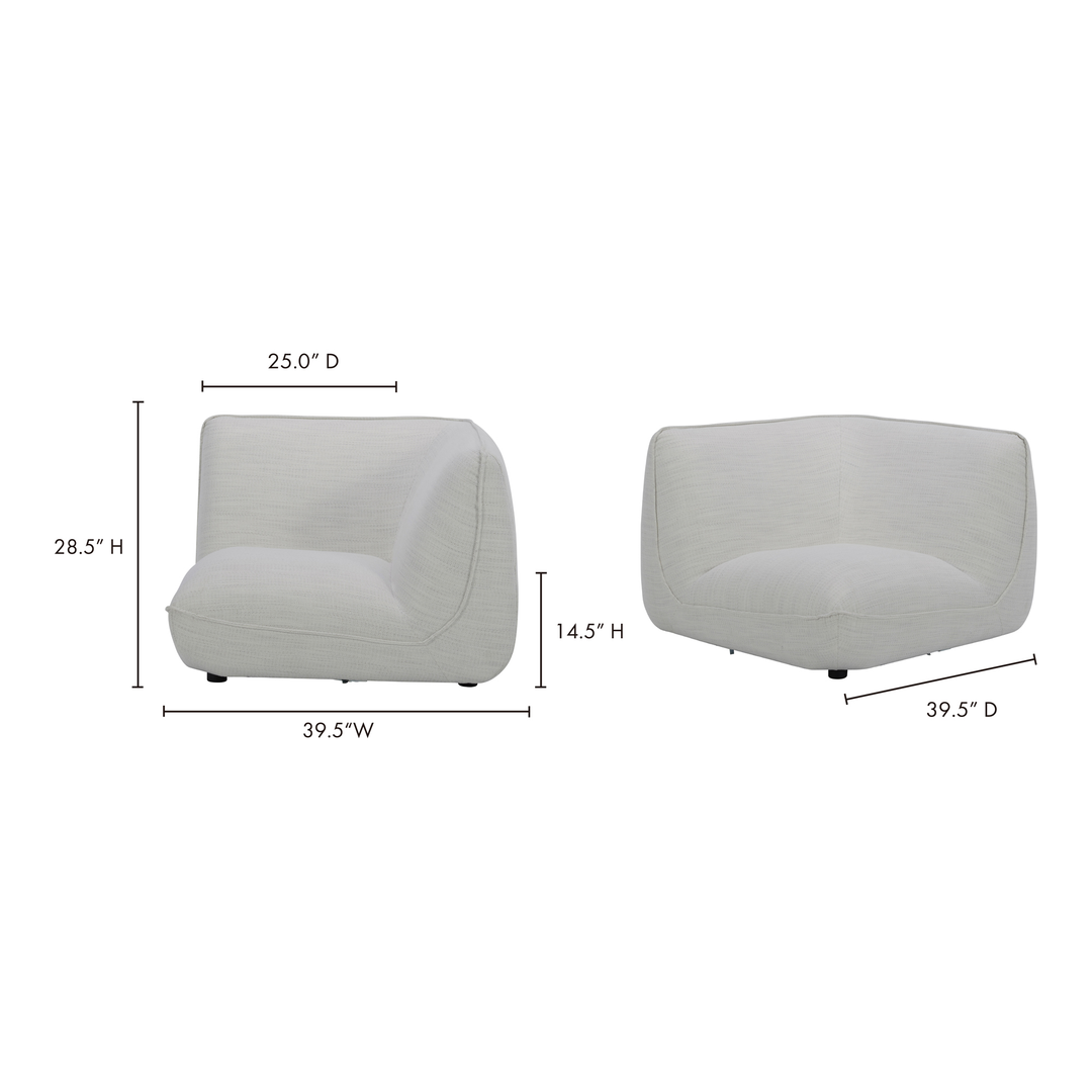 American Home Furniture | Moe's Home Collection - Zeppelin Corner Chair Salt Stone White