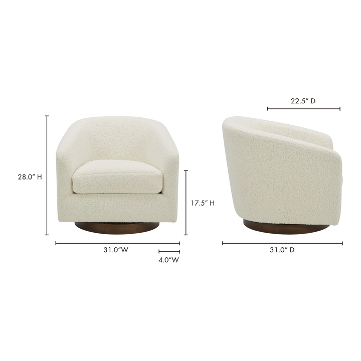 American Home Furniture | Moe's Home Collection - Oscy Swivel Chair Vegan Shearling White