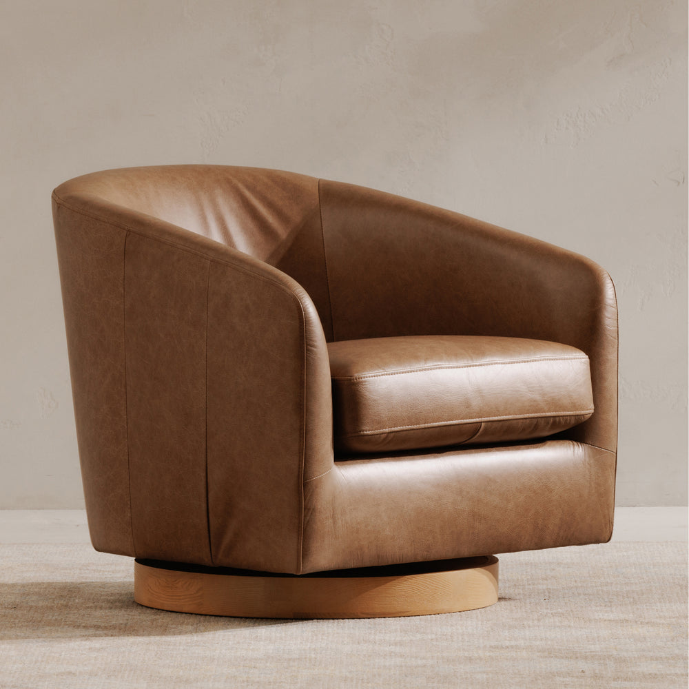 American Home Furniture | Moe's Home Collection - Oscy Leather Swivel Chair Tan