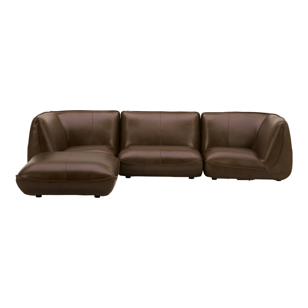 American Home Furniture | Moe's Home Collection - Zeppelin Louge Modular Leather Sectional Toasted Hickory