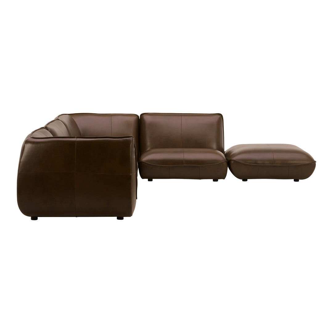 American Home Furniture | Moe's Home Collection - Zeppelin Louge Modular Leather Sectional Toasted Hickory