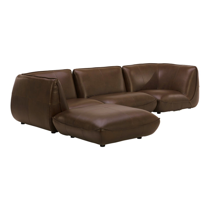 American Home Furniture | Moe's Home Collection - Zeppelin Louge Modular Leather Sectional Toasted Hickory