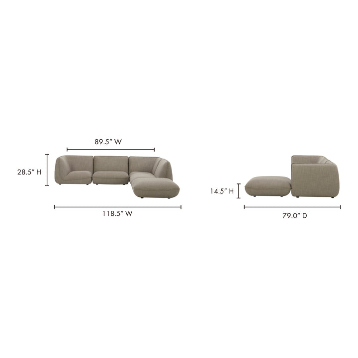 American Home Furniture | Moe's Home Collection - Zeppelin Lounge Modular Sectional Speckled Pumice