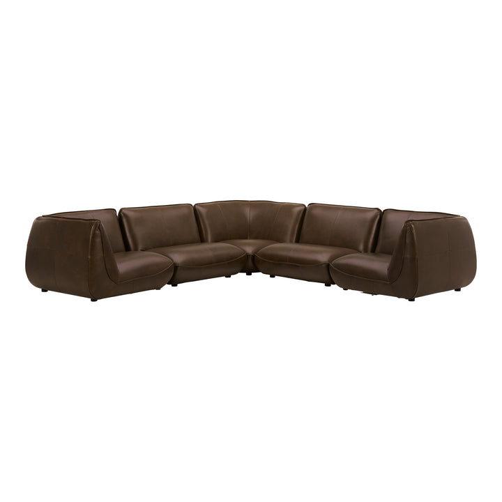 American Home Furniture | Moe's Home Collection - Zeppelin Classic L Modular Leather Sectional Toasted Hickory