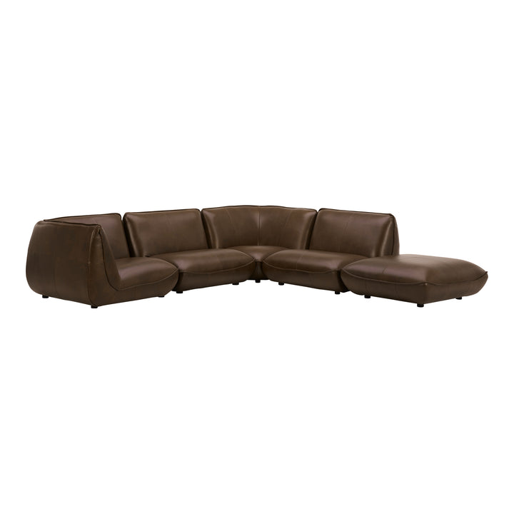 American Home Furniture | Moe's Home Collection - Zeppelin Dream Modular Leather Sectional Toasted Hickory