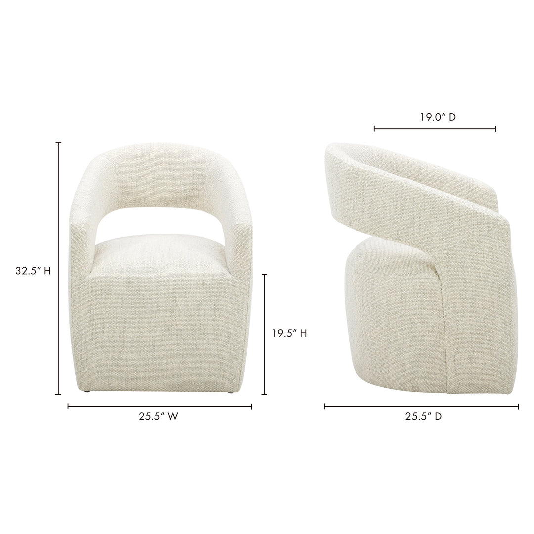 American Home Furniture | Moe's Home Collection - Barrow Rolling Dining Chair Performance Fabric White Mist