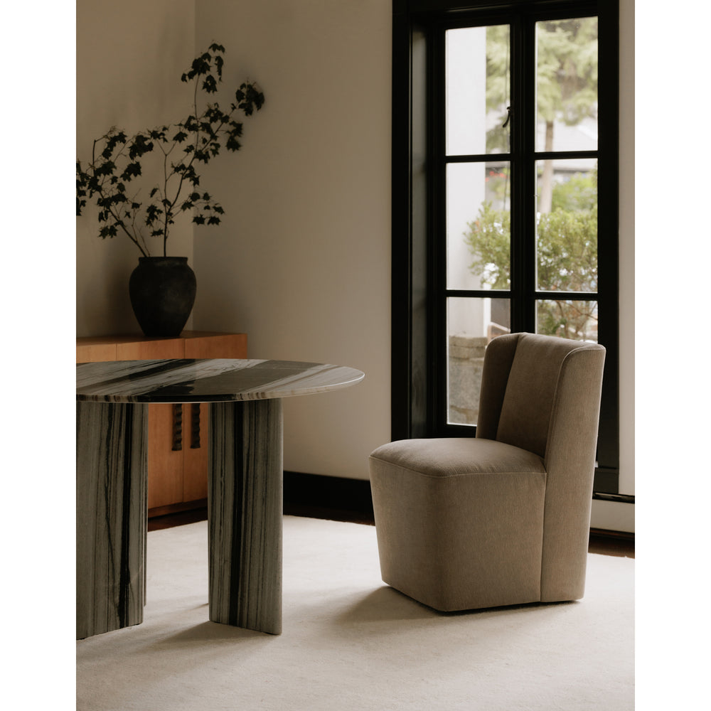 American Home Furniture | Moe's Home Collection - Cormac Rolling Dining Chair Performance Fabric Warm Sand