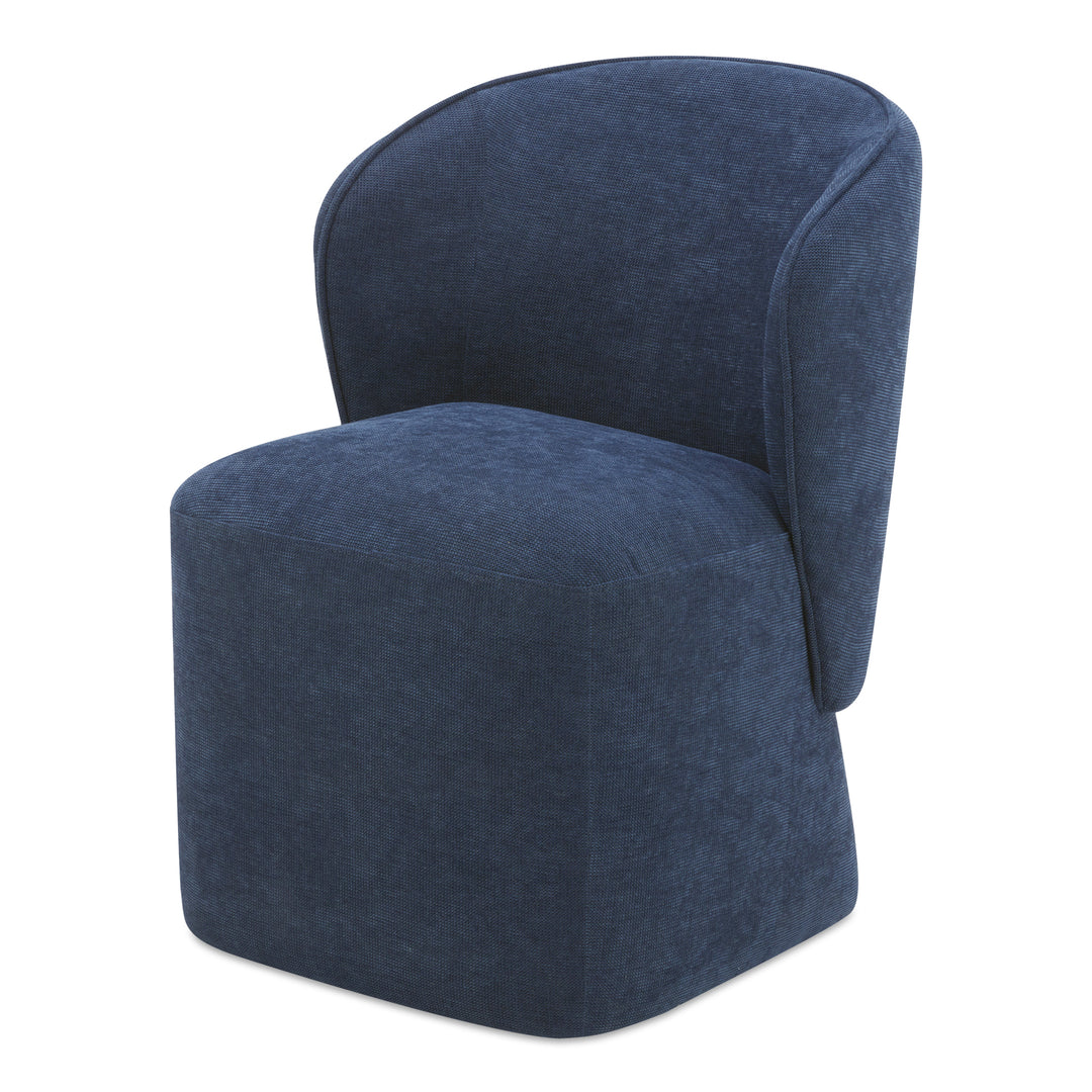 American Home Furniture | Moe's Home Collection - Larson Rolling Dining Chair Performance Fabric Navy Blue