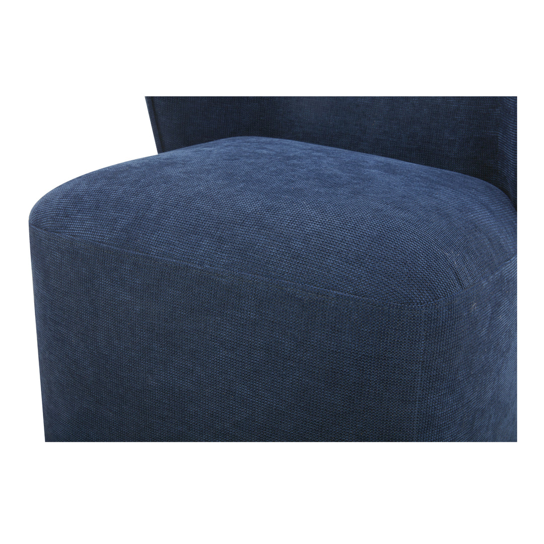 American Home Furniture | Moe's Home Collection - Larson Rolling Dining Chair Performance Fabric Navy Blue