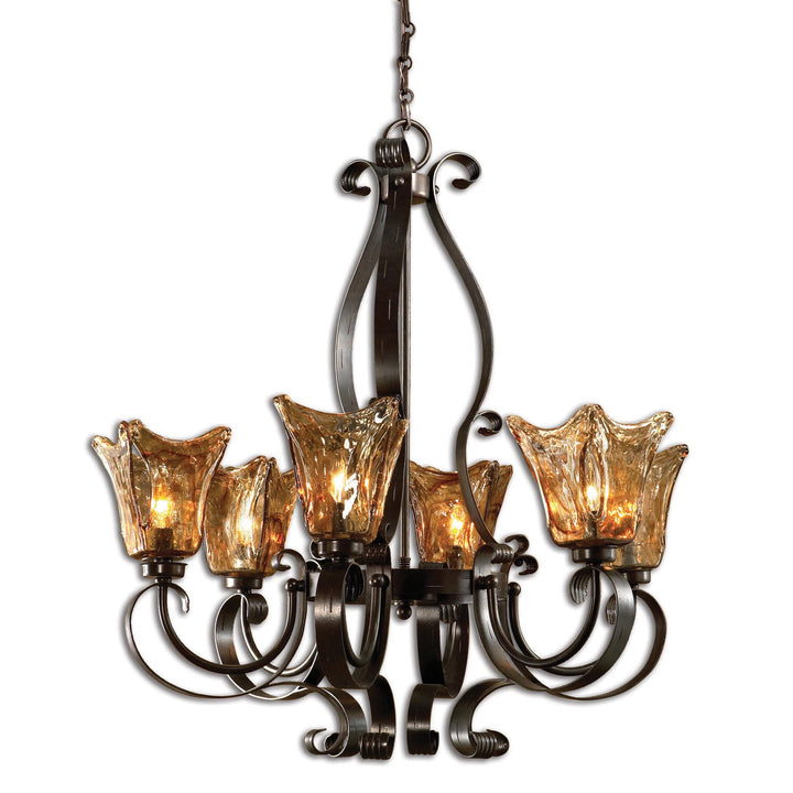 VETRAIO 6LT OIL RUBBED BRONZE CHANDELIER - AmericanHomeFurniture