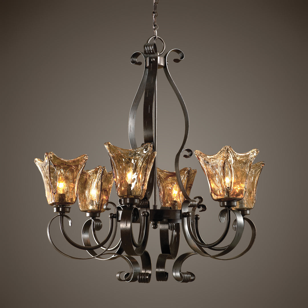 VETRAIO 6LT OIL RUBBED BRONZE CHANDELIER - AmericanHomeFurniture