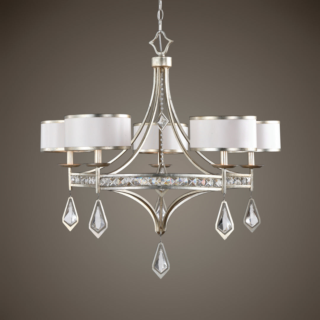 TAMWORTH 5 LIGHT SILVER CHAMPAGNE CHANDELIER - AmericanHomeFurniture