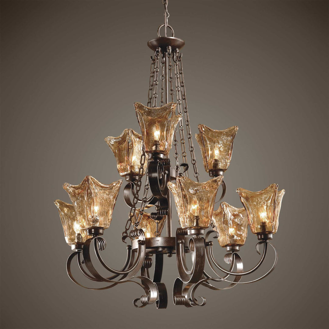 VETRAIO 9LT OIL RUBBED BRONZE CHANDELIER - AmericanHomeFurniture