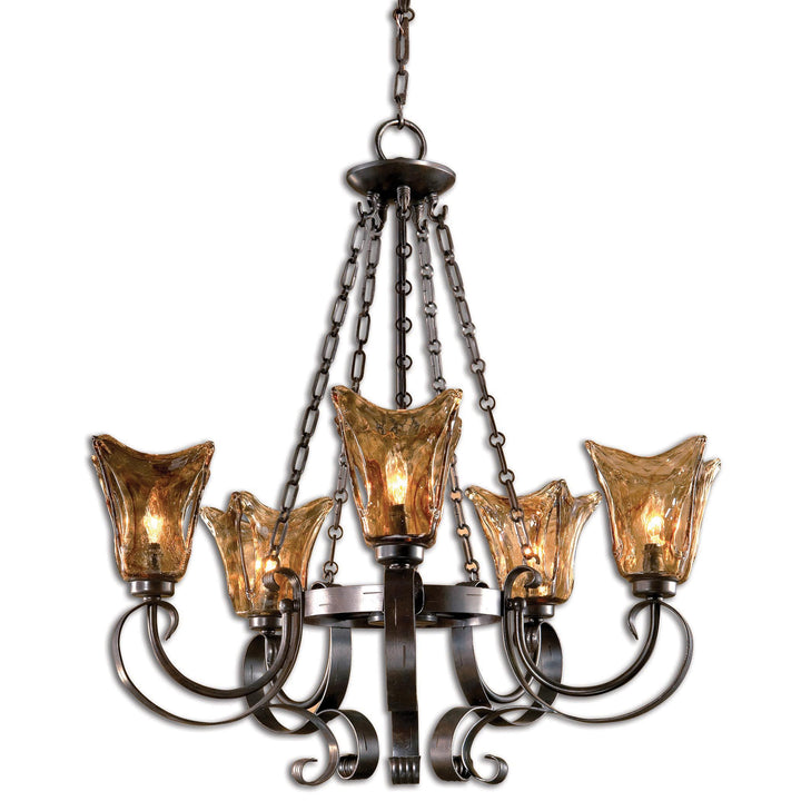 VETRAIO 5LT OIL RUBBED BRONZE CHANDELIER - AmericanHomeFurniture