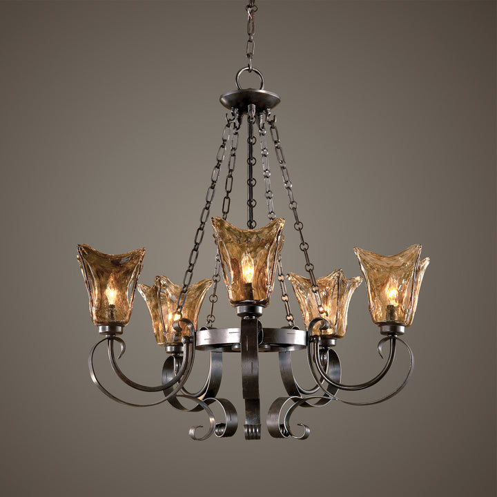 VETRAIO 5LT OIL RUBBED BRONZE CHANDELIER - AmericanHomeFurniture