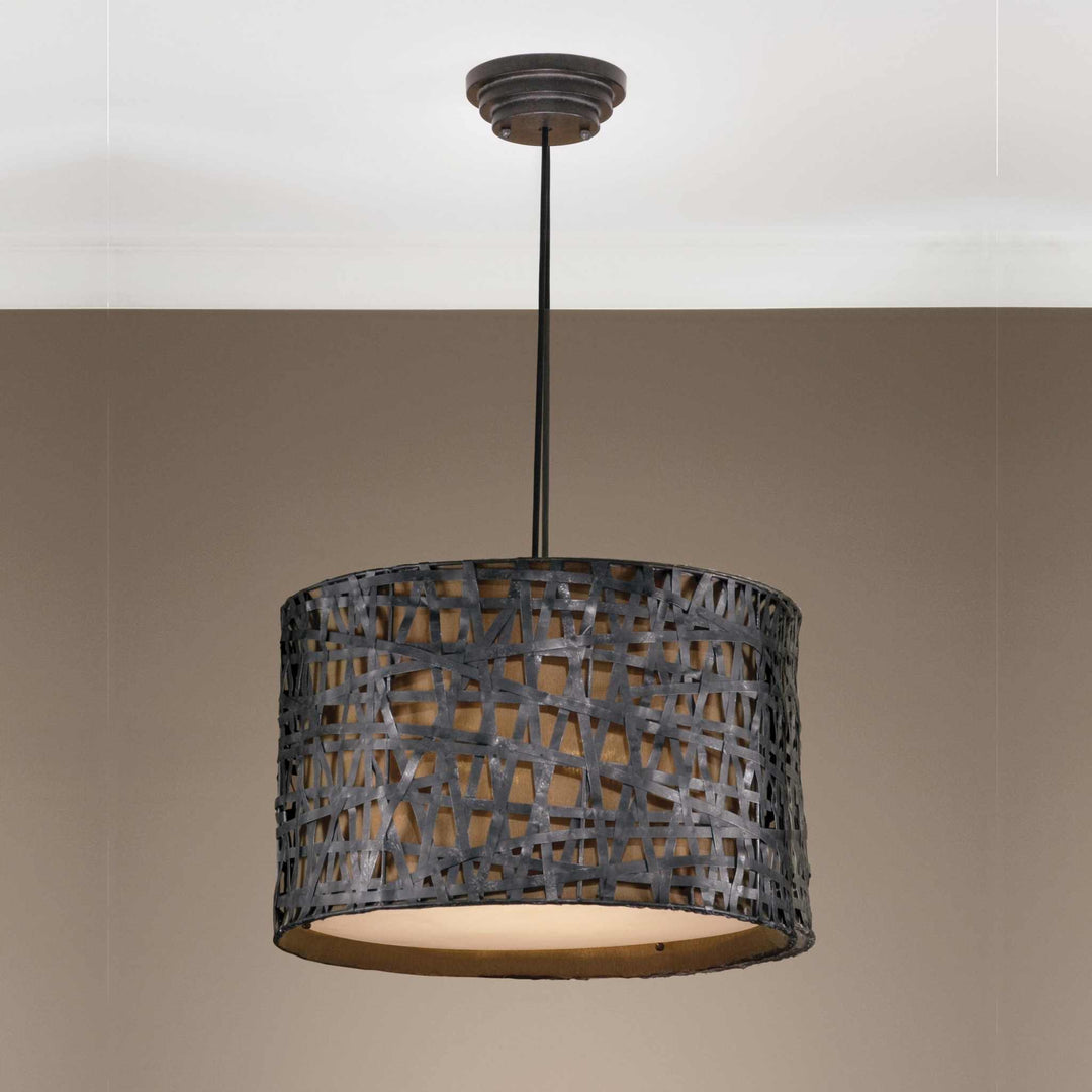 ALITA AGED BLACK DRUM PENDANT - AmericanHomeFurniture