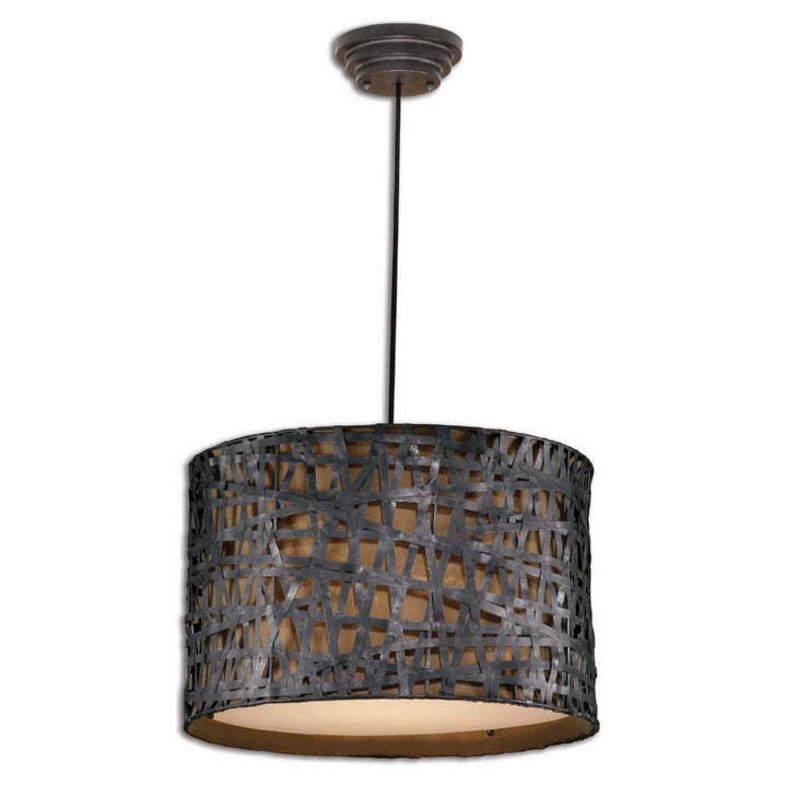 ALITA AGED BLACK DRUM PENDANT - AmericanHomeFurniture