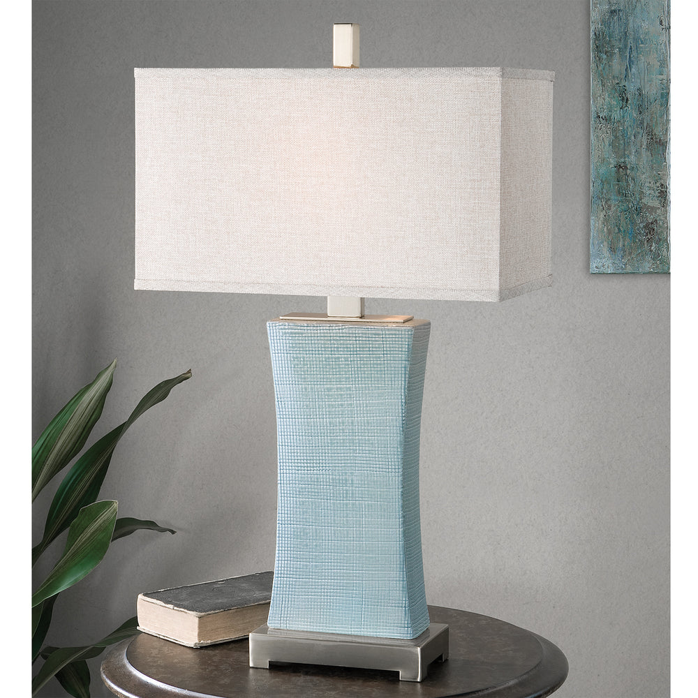 CANTARANA BLUE GRAY TABLE LAMP - AmericanHomeFurniture