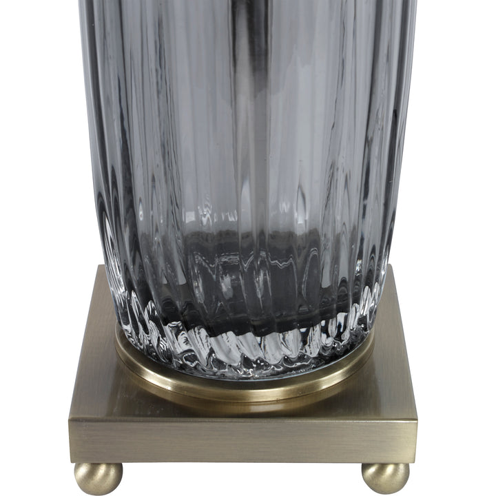 VILMINORE GRAY GLASS TABLE LAMP - AmericanHomeFurniture