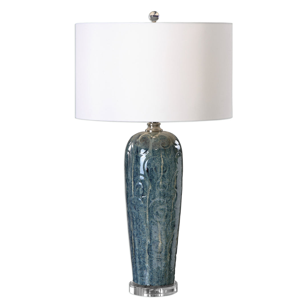 MAIRA BLUE CERAMIC TABLE LAMP - AmericanHomeFurniture