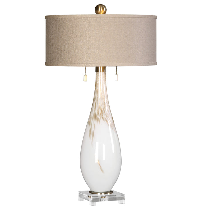 CARDONI WHITE GLASS TABLE LAMP - AmericanHomeFurniture