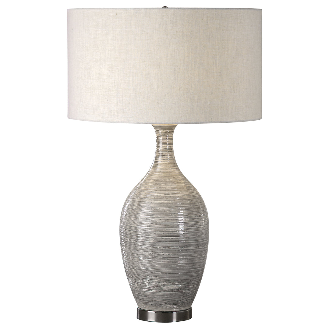 DINAH GRAY TEXTURED TABLE LAMP - AmericanHomeFurniture