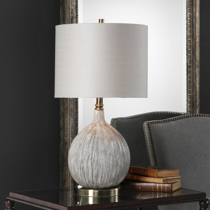 HEDERA TEXTURED IVORY TABLE LAMP - AmericanHomeFurniture