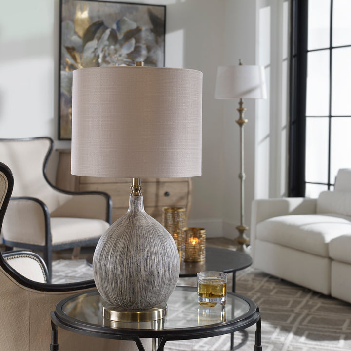 HEDERA TEXTURED IVORY TABLE LAMP - AmericanHomeFurniture